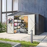 KMBOHE 10X8 FT Outdoor Tool Storage Shed with Metal Foundation & Lockable Doors, All Weather Metal Sheds for Garden, Patio, Backyard, Lawn, Black
