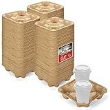 4 Cup Disposable Coffee Tray (300 Count), Commercially Compostable Cup Holder, Durable Drink Carrier for Hot or Cold Drinks, to Go Coffee Cup Holder for Food Delivery Service