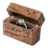 Wislist Wooden Engagement Ring Box for Proposal Slim Pocket Size Ring Case