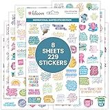 bloom daily planners Inspirational & Motivational Quotes Planner Stickers (8 Sheets / 200+ Stickers) - Hand-Lettered Positive Cute Aesthetic Quotes for Decorating Organizers, Scrapbooks, Laptops, etc.