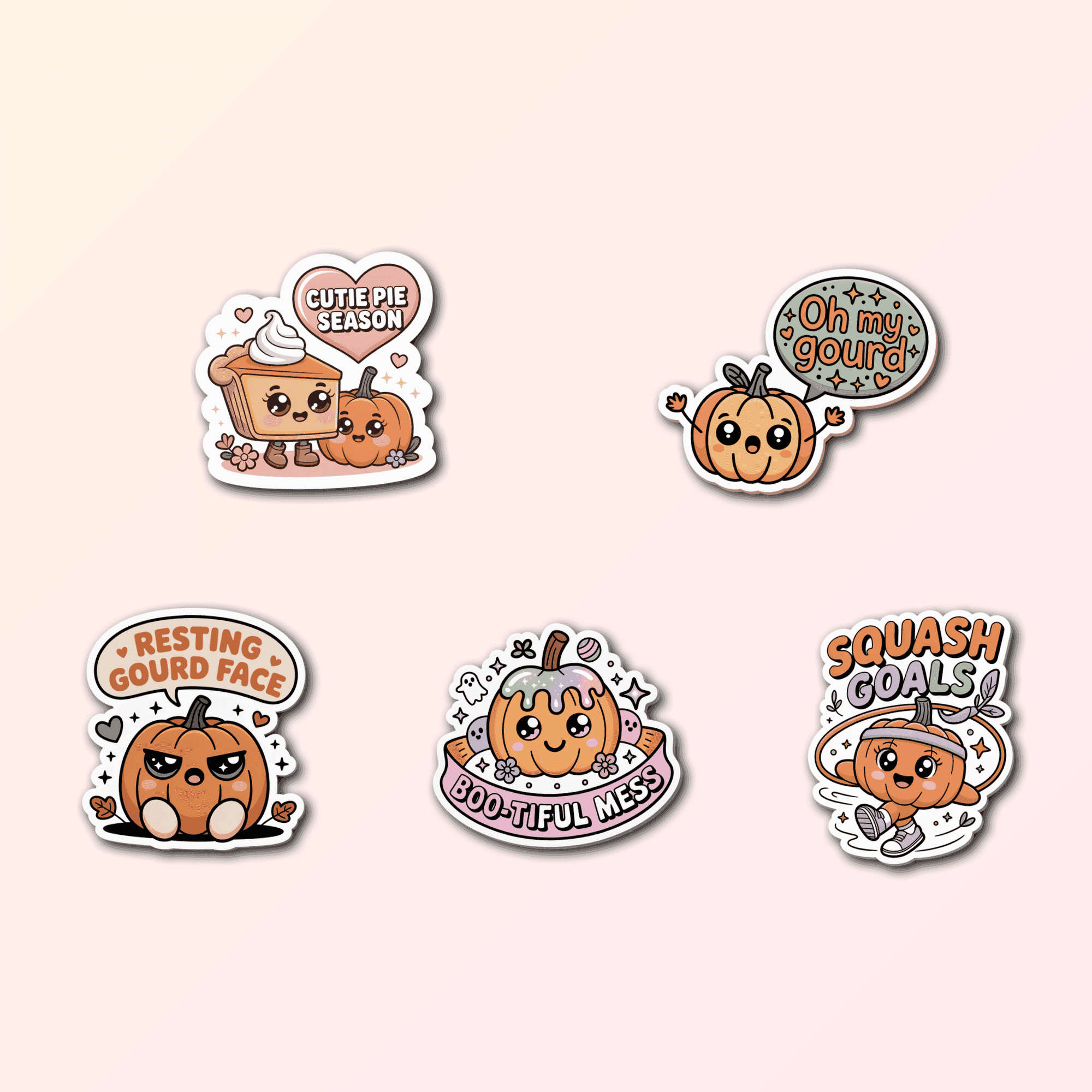 5 Cute Pumpkin Sticker Pack