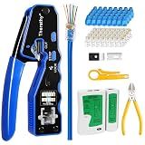 Therathy RJ45 Pass Through Crimp Tool Kit, Ethernet Crimping Tool for RJ45