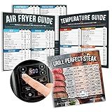 Air Fryer Cheat Sheet Magnet, Quick Cooking Times Chart for Air Fryers, Kitchen Accessories for Easy Cooking, Magnetic Food Temperature Guide for Refrigerator, Baking and Grilling