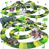 Dinosaur Toys,Create A Dinosaur World Road Race,Flexible Track Playset and 2 pcs Cool Dinosaur car for 3 4 5 6 Year & Up Old boy Girls Best Gift
