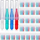 BBTO 100 Pcs Braces Dental Brush Flosser for Cleaner Interdental Brush Toothpick Tooth Flossing Head Oral Dental Toothpick Cleaners Cleaning Tool(Red, Blue, White and Green)