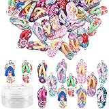 SUNNYCLUE 1 Box Clay Flip Flop Charms Pendant DIY Jewelry Mini Slippers Charms Assorted Hawaii Colorful Summer Polymer Clay Charms for Women Jewelry Making Necklace Earrings Bracelet Craft Findings