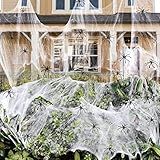 1400 sqft Halloween Spider Webs Decorations with 150 Extra Fake Spiders, Super Stretchy Cobwebs for Halloween Decor Indoor and Outdoor