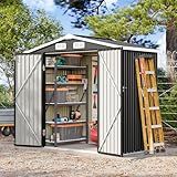 Breezestival 6x4 FT Outdoor Storage Shed, Metal Garden Tool Shed with Sloping Roof & Lockable Door for Patio Lawn Backyard (Black)