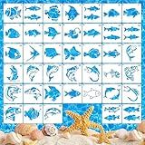 40pcs Fish Stencils for Painting on Wood Reusable Ocean Themed Templates for DIY Crafts, Home Decor, Furniture Design, and Art Projects, Easy to Clean and Durable Crafting Stencils (Fish)