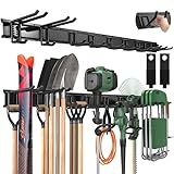 LBT 66" Garage Tool Organizer Wall Mount - 720lbs Garden Tool Organizer with Adjustable Hooks, Heavy Duty Metal Garage Storage Rack, Anti-Rust Shed Rack Holder Hanging Rake Broom Mower Snowboard