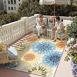 WondRg 5x8 Indoor Outdoor Area Rug Washable Patio Rug Colorful Non Slip Non Shedding Waterproof Carpet for Living Room Bedroom Backyard Porch Camping RV Balcony Poolside