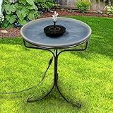 BestNest Wild Bird Lover’s Heated Bird Bath with Metal Stand & Solar Fountain – Slate-Look 20" Heated Outdoor Birdbath, Winter De-Icer + Summer Solar Bubbler with Multiple Spray Nozzles