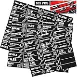 105 PCS Magnetic Toolbox Labels, Tool Chest Organizer with 4 Blank Label, Strong Magnet with Icons for Toolboxes Organization, Fits All Brands of Steel Tool Box Drawers 3" x 1"