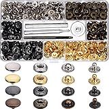 100 Set Snap Fasteners Leather Snaps Button Kit Press Studs with 4 Pieces Fixing Tools, 12.5 mm in Diameter