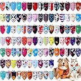 Huhumy 100 Pcs Paw Dog Bandanas Bulk Pet Bibs Colorful Triangle Scarf Paw Pattern Pet Bandanas for Medium Large Dogs Holiday Summer Birthday Costume Decor