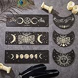 Queekay 6 Pieces Wooden Tarot Card Holder Stand Include Tarot Card Deck Holders Moon Shaped Display Black Altar Stands for Oracle Witch Divination Tools Wiccan Supplies