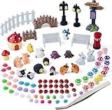 Zealor 100 PCS Mini Fairy Garden Accessories Kit Outdoor Mushroom Tiny Animal Miniatures Garden Figurines Landscape Ornaments for Bonsai Terrarium House Plant Party Decoration Supplies