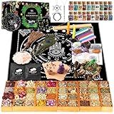 SHYSHINY Witchcraft Supplies Kit, 150Pack Wiccan Supplies and Tools Witchy Gifts for Beginners, Dried Herbs, Crystals, Candles, Green Witch Altar Starter Spell