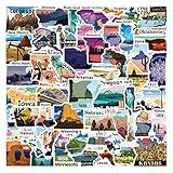United States Map Stickers,50Pcs Funimost Travel USA Waterproof Vinyl Stickers for Water Bottles Laptop Computer Phone Scrapbook, Map Stickers for Kids Teens Adults