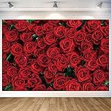 Red Roses Backdrop Wall Banner Red Rose Photography Background for Home Outdoor Birthday Party Proposal Engagement Wedding Valentine's Day Decoration