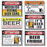 6-PCS Funny Beer Stickers Hilarious Alcohol Decals for Cooler, Fridge, Party Bar, Toolbox Vinyl Sticker with Booze, Drinking, Brewery & Liquor Warning Label Designs
