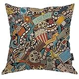 Beabes Cinema Theme Throw Pillowcases Cute Cinema Movie Popcorn Filmstrip Soft Throw Pillow Covers Cushion Case Living Room Bed Sofa Car Dorm 18 X 18 Inches Cotton Linen