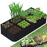 CJGQ Fabric Raised Garden Bed, 128 Gallon 8 Grids Plant Grow Bags, 3x6FT Planter Raised Beds for Growing Vegetables Potatoes Flowers, Rectangle Planting Container for Outdoor Gardening