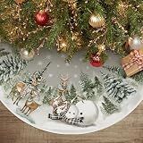 AVOIN colorlife Snowman Reindeer Snowflake Christmas Tree Skirt 36 Inch