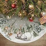 AVOIN colorlife Snowman Reindeer Snowflake Christmas Tree Skirt 36 Inch, Winter Holiday Tree Mat Decoration