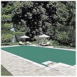 VEVOR Inground Pool Safety Cover 18' x 36' Rectangle with 4x8ft Center End Step, Safety Pool Covers Green Mesh, 15-Year Warranty, Triple Stitched, MAX Strength Winter Safety Cover for Children & Pets