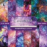 YASMEN Scrapbook Paper Pad, 24 Sheets Space Galaxy Themed Mixture Colored Paper, 6"×6” Single-Side Scrapbooking Paper, 160gsm Cardstock, Junk Journal Craft, Decopodge Card Making Supplies