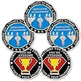 BHealthLife 5 Pcs Dedication in Leadership Challenge Coins - Employee Appreciation Coins Bulk Staff Recognition Gifts Set Thank You Coin for Employee Staff Work Office Business Coworker