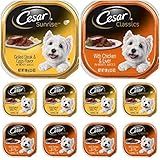 cesars Wet Dog Food 5 Breakfast (Grilled Steak and Eggs) and 5 Dinner (Chicken and Liver) - totaling 10 Individual Containers 3.5oz ea …