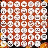 48 Pieces Halloween Stencils for Painting, 6 Inch Reusable Plastic Halloween Pumpkin Painting Stencils Ghost Bat Witch Spider Pumpkin for Crafts Pumpkin Carving Wood DIY Wall Art Halloween Decoration