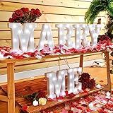 Roowest Marry Me Letters Light Proposal Decorations Set Includes 7 LED 6.3" x 5.5" Romantic Marry Me Sign and 1000 Rose Petals for Proposal Engagement Wedding Decor(White Light, Multicolor)