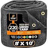 Xpose Safety Heavy Duty Mesh Tarp – 8’ x 10’ Multipurpose Black Protective Cover with Air Flow - Use for Tie Downs, Shade, Fences, Canopies, Dump Trucks – Tear Resistant