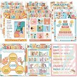 gisgfim Hippie Bible Posters for Classroom Religious Posters 14 x 11 in Groovy Books of The Bible Bulletin Board Ten Commandments Poster Christian Wall Decor for Sunday School VBS Decorations Supplies