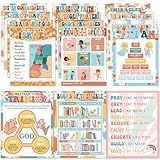 gisgfim Hippie Bible Posters for Classroom Religious Posters 14 x 11 in Groovy Books of The Bible Bulletin Board Ten Commandments Poster Christian Wall Decor for Sunday School VBS Decorations Supplies