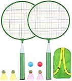 Badminton Racket for Children 1 Pair, Nylon Alloy Durable Badminton Racquet Set for Kids Indoor/Outdoor Sport Game（Including 4 Badminton and 2 Table Tennis）