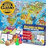 QUOKKA Board Game 1 to 10 Players - Learning, Educational - Geography, World - 100 Question Cards, Top Facts - Indoor, Outdoor - Kids, Teens, Adults, Family