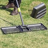 Lawn Leveling Rake, Heavy Duty Levelawn Tool for Garden Level Soil or Dirt Ground Surfaces Easily, 26” x 10” Ground Plate, Steel Handle Length is 65 inch