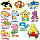 Sea Animals Lacing Cards Sewing Cards For Kids 12 Pack Shark Whale Ocean Theme Party Decor Double Sided Cardboard Lacing Playing Games for Preschool Home Developing Imagination Education Supplies