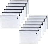 Oaimyy-12 Pcs A6,Mesh Zipper Pouch Document Folders Bag Zipper Zip File Folders,Puzzle Bags for Organizing Storage (Black, 4.5"x 6")