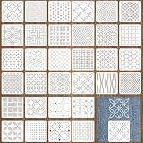 32 Pcs Sashiko Stencil, 5.12 x 5.12 Inch Quilting Stencils, Geometric Pattern Drawing Line Embroidery Template, Embroidery Pattern Stabilizer for Sewing Hand Quilting and Crafting