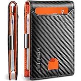 RUNBOX Slim Wallets for Men - Leather Money Clip Mens Wallet - RFID Blocking Front Pocket Bifold Wallet - Thin Credit Card Holder with Gift Box