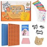 BoneItUp Homemade Cat Food Baking Kit - Vet Recommended Recipes & Premium Silicone Treat Mold Pack - Includes 10 Cards, Fun Bone & Fish Silicone Mold, Cookie Cutters & Tools - DIY Cat Baking Supplies