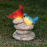 Ovewios Solar Garden Statues Outdoor Decor, Garden Sculptures Stones Statue Novelty Birds Figurine Decoration for Patio Yard Porch Art Home Decor