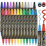 Betem 24 Colors Dual Tip Acrylic Paint Pens Markers, Premium Acrylic Paint Pens for Halloween Decorations, Wood, Canvas, Stone, Rock Painting, Glass, Ceramic Surfaces, Pumpkin Painting Kit DIY Crafts