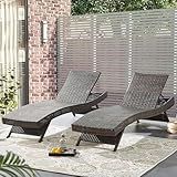 Asifom 79'' Long Reclining Chaise Lounge Set (Set of 2), Outdoor Wicker Reclining Lounge Chair Patio Rattan Double Chaise Lounge Lawn Sunbathing Chairs Beach Pool Backrest Recliners (Set of 2)