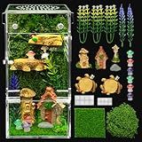Clioran Jumping Spider Enclosure Kit,Escape Proof Reptile Tank,Praying Mantis Terrariums,Transparent Acrylic Complete Bug Habitat,Arboreal Tarantula Cribs Cage,Insect Starter Container,Critter Keeper